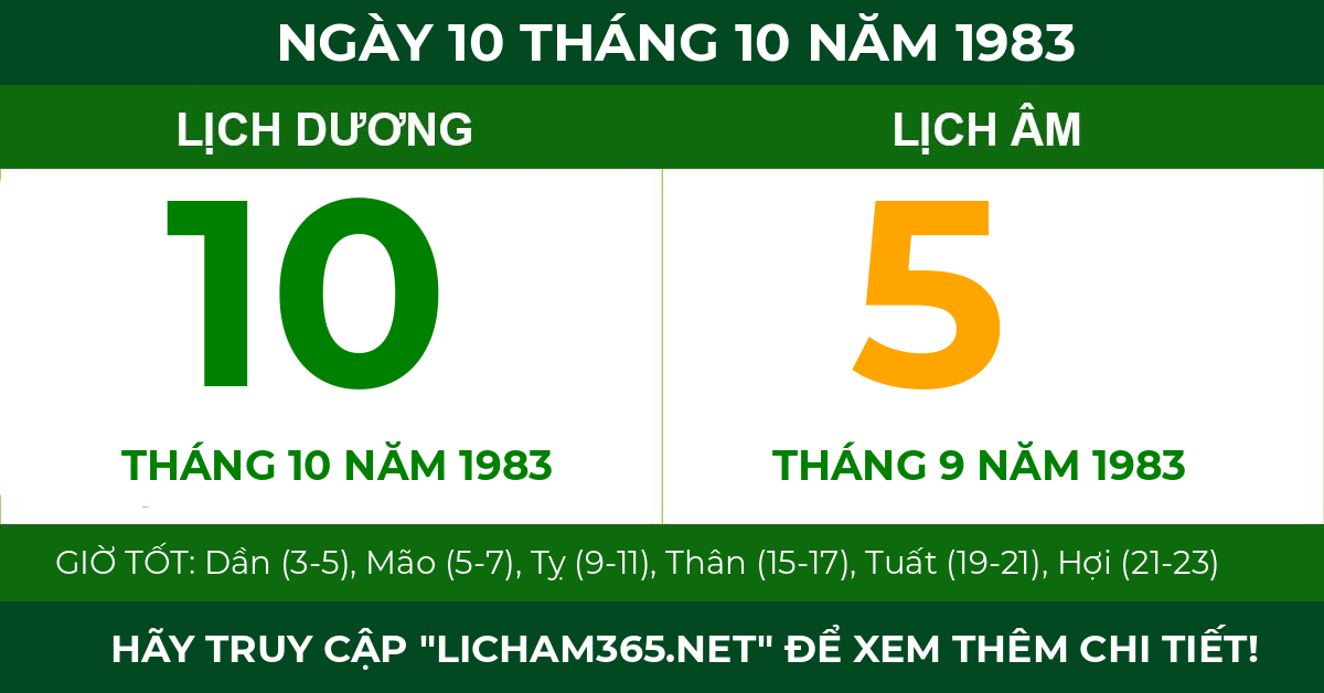 lịch âm ngày 10 tháng 10 năm 1983