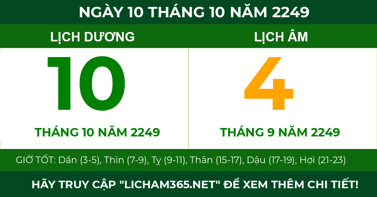 lịch âm ngày 10 tháng 10 năm 2249