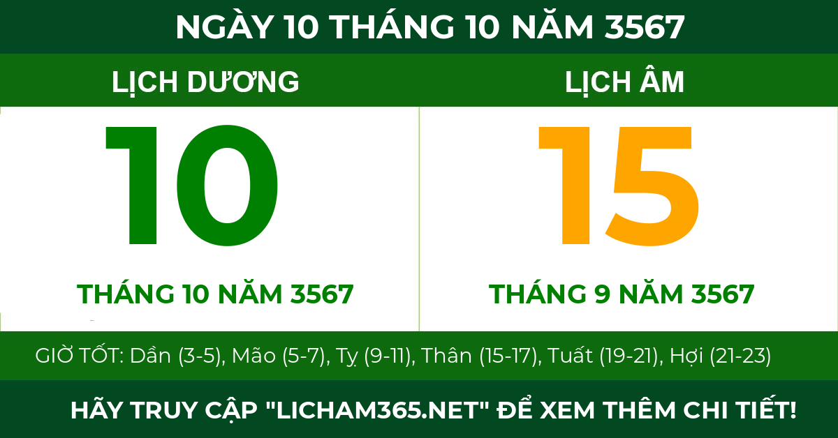 lịch âm ngày 10 tháng 10 năm 3567