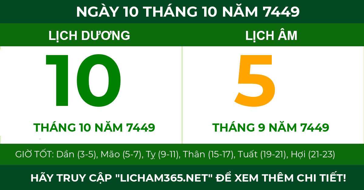 lịch âm ngày 10 tháng 10 năm 7449