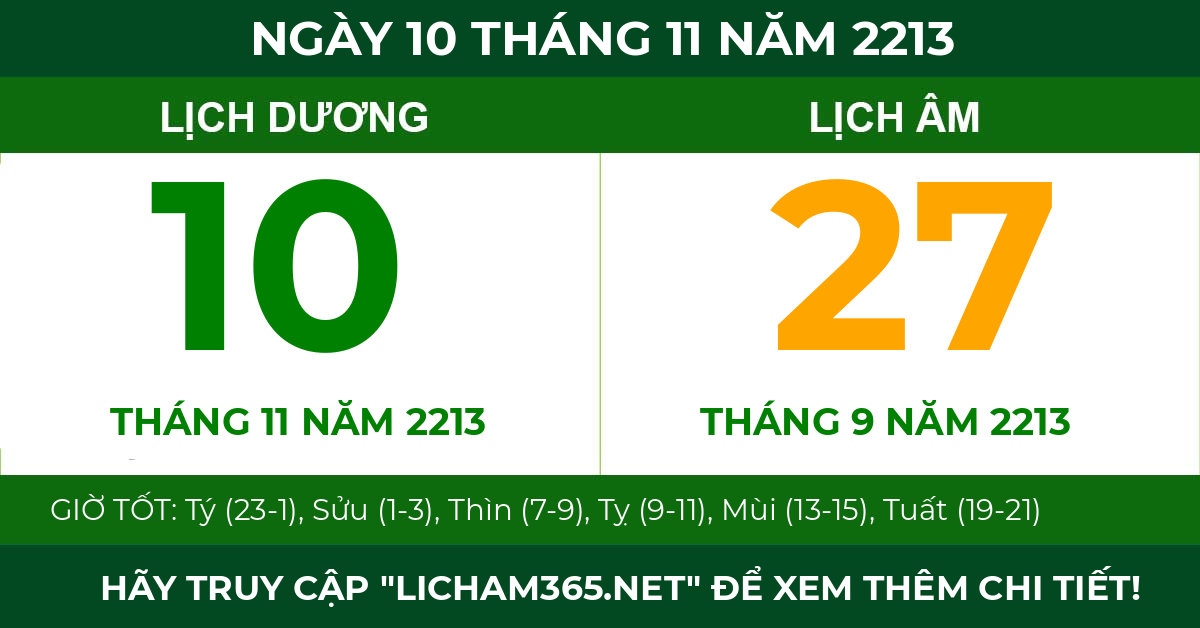 lịch âm ngày 10 tháng 11 năm 2213