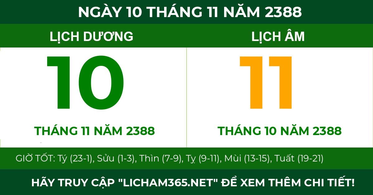 lịch âm ngày 10 tháng 11 năm 2388