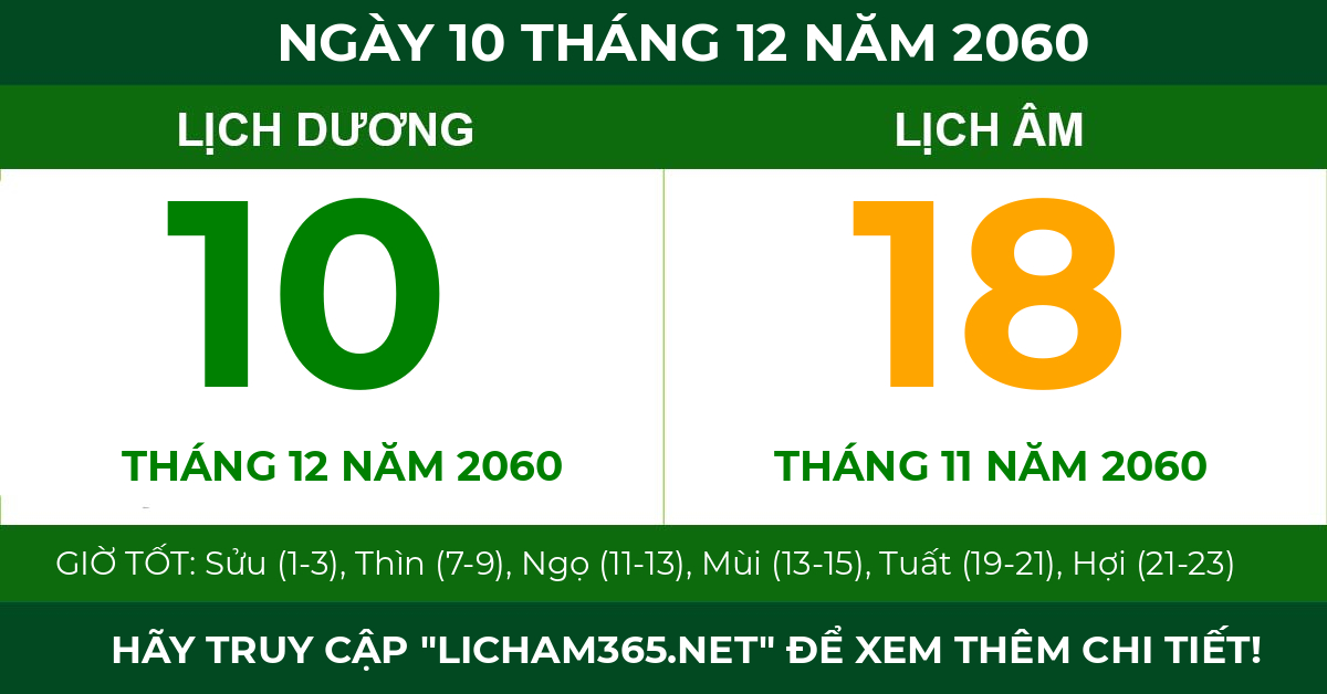 lịch âm ngày 10 tháng 12 năm 2060
