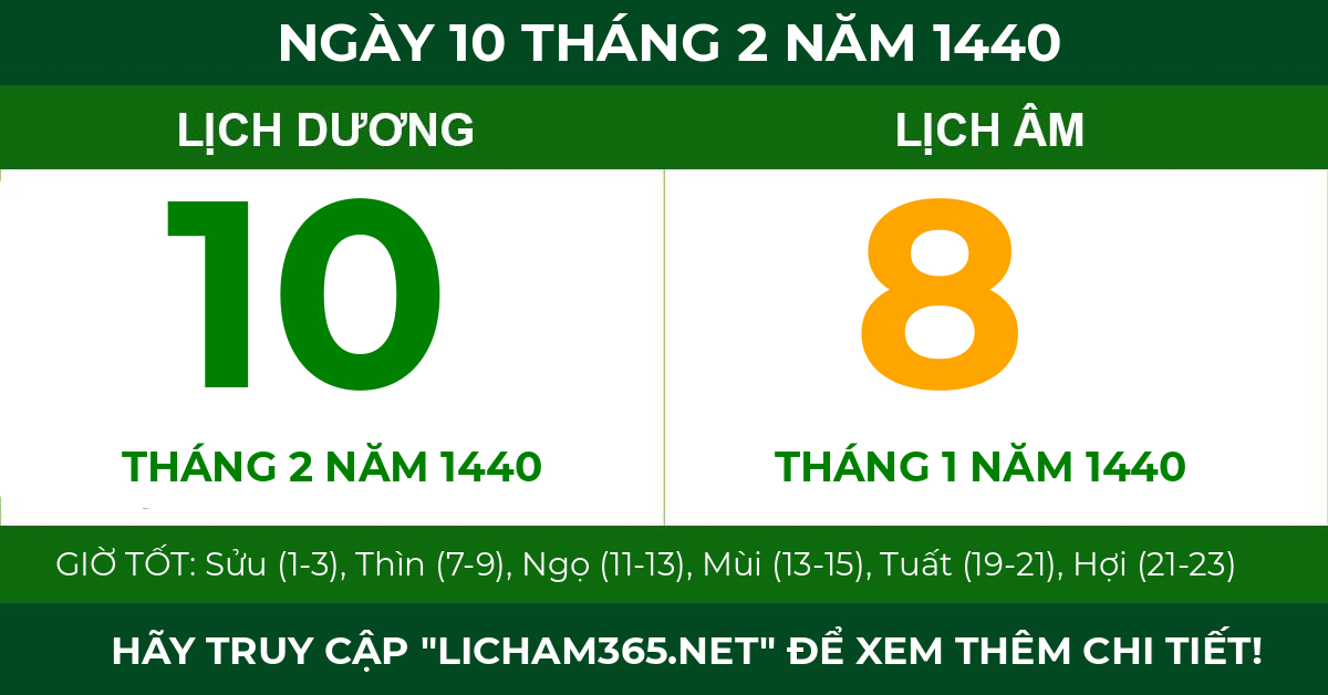 lịch âm ngày 10 tháng 2 năm 1440