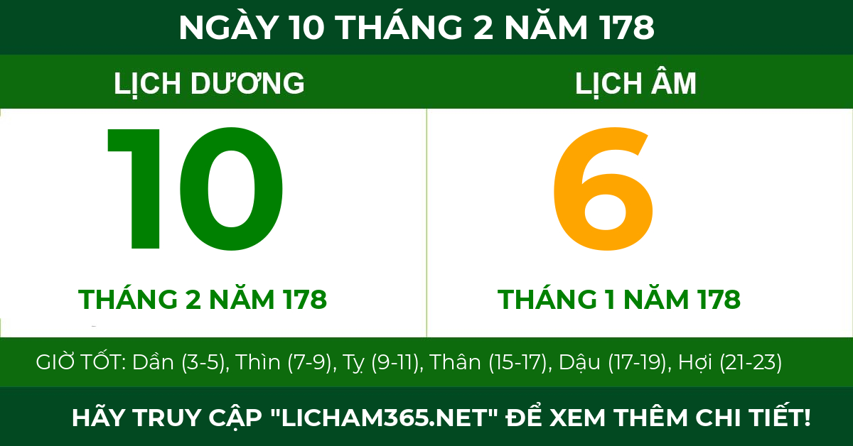 lịch âm ngày 10 tháng 2 năm 178