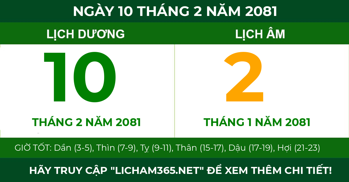 lịch âm ngày 10 tháng 2 năm 2081