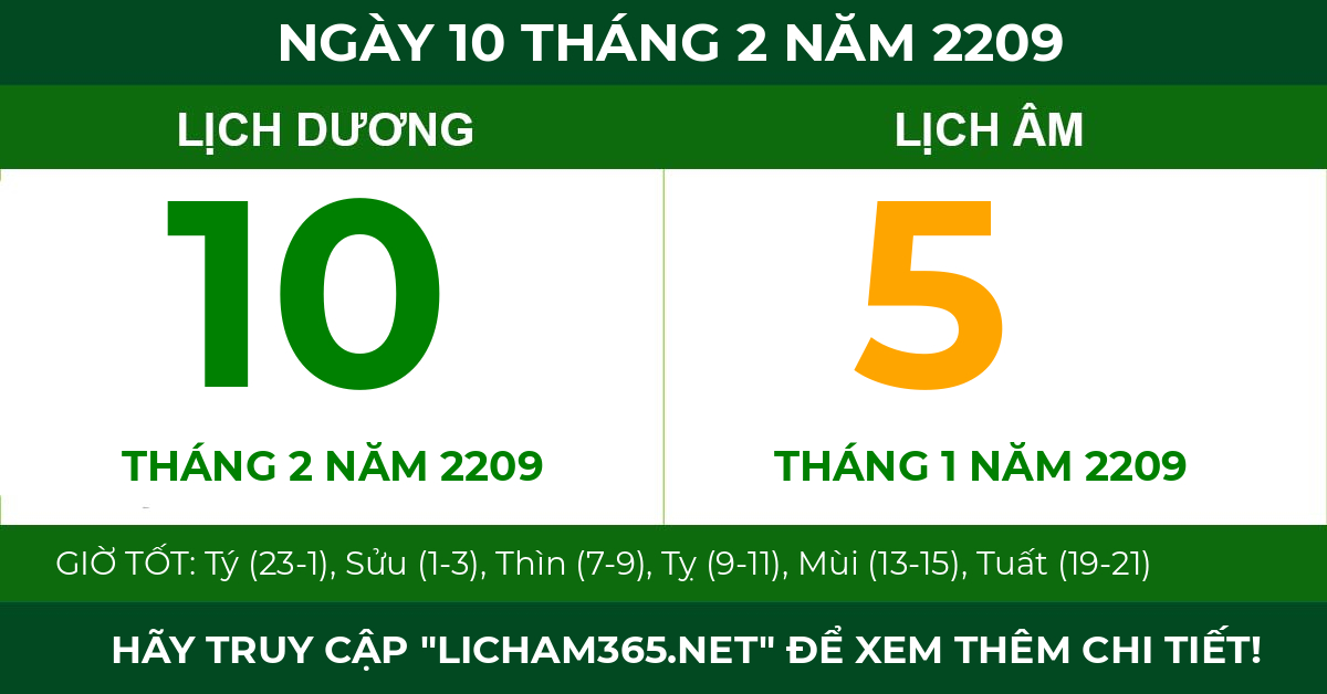 lịch âm ngày 10 tháng 2 năm 2209