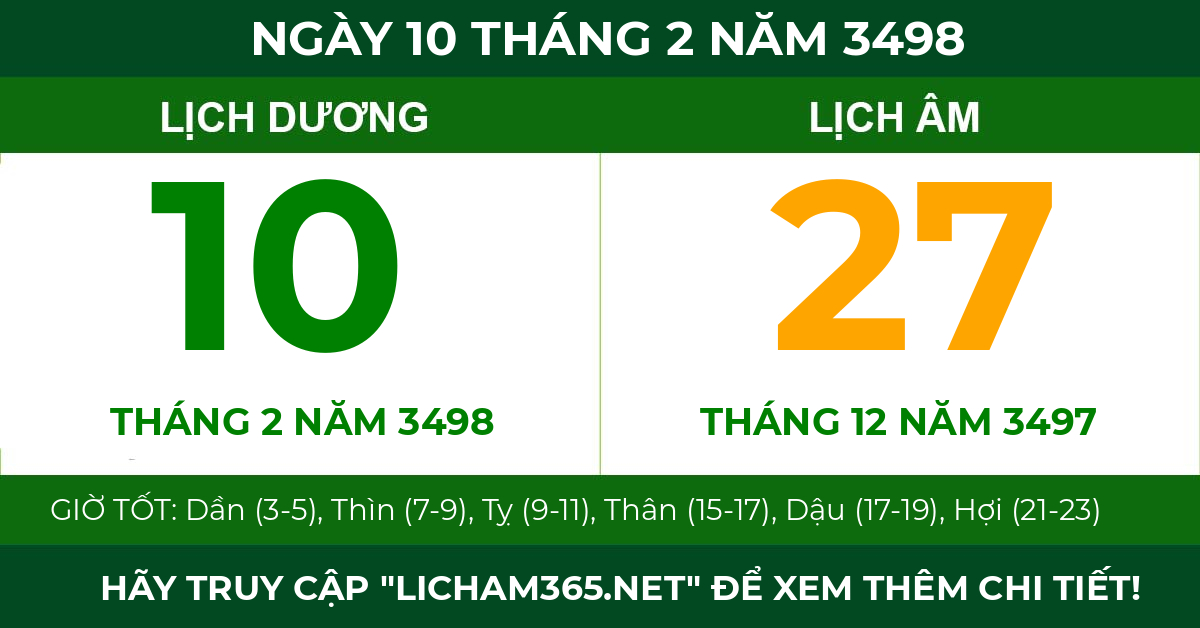 lịch âm ngày 10 tháng 2 năm 3498