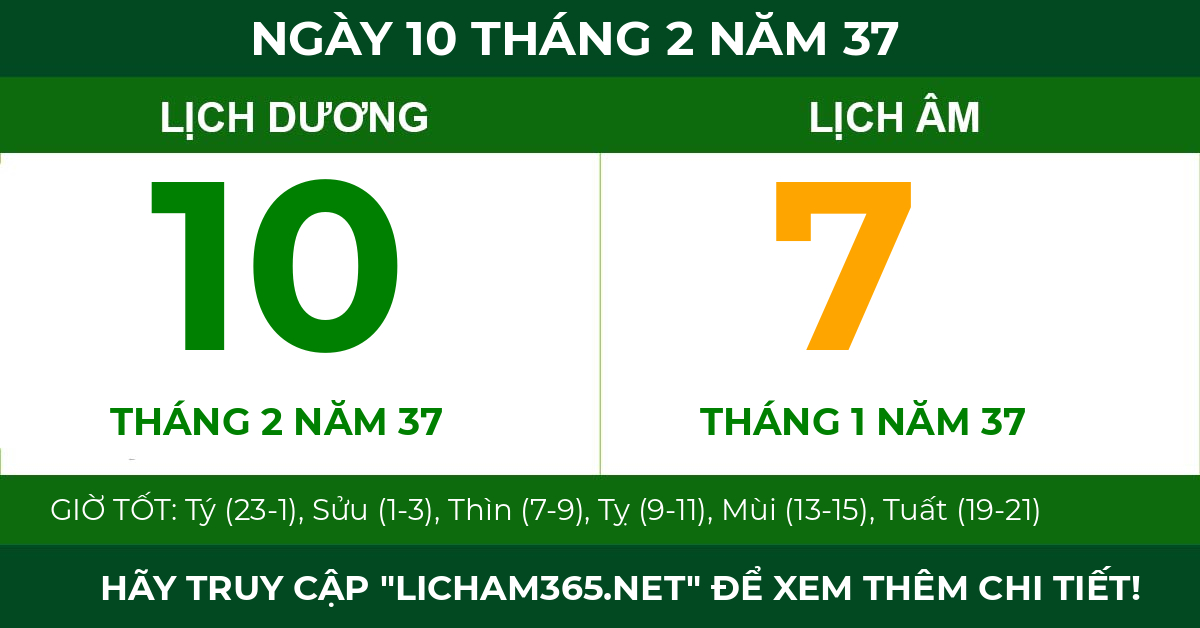 lịch âm ngày 10 tháng 2 năm 37