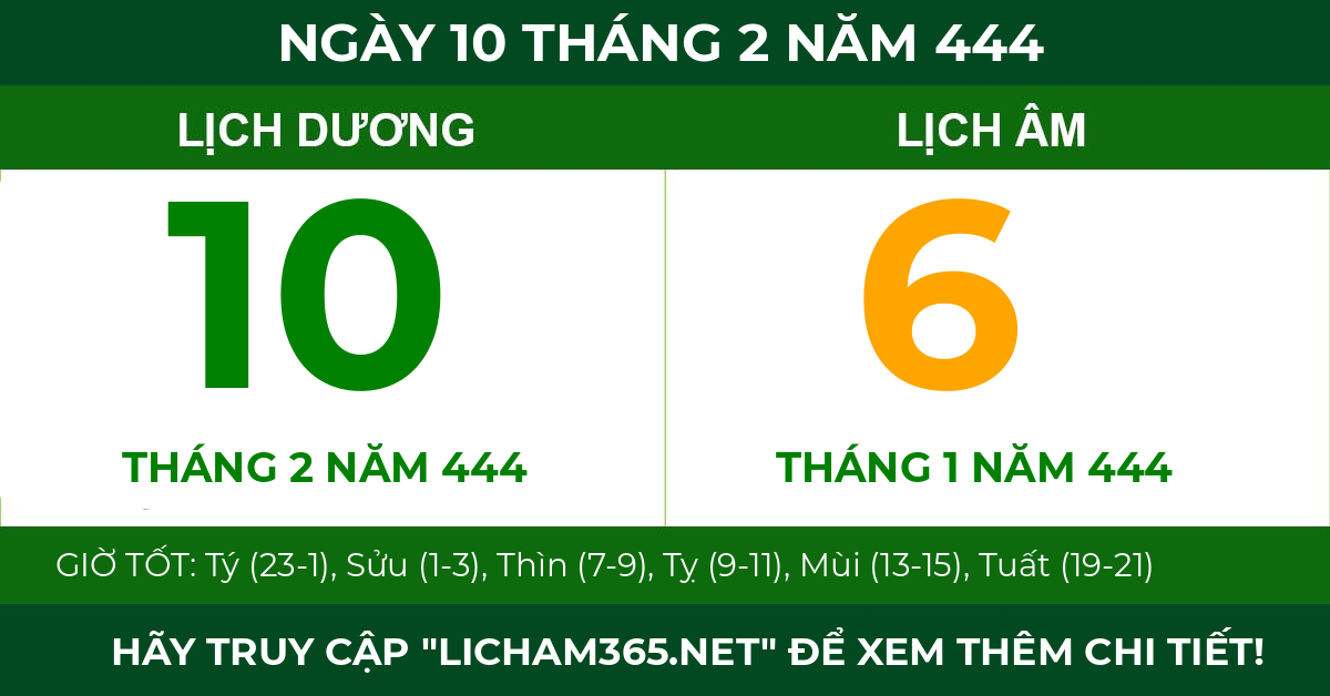 lịch âm ngày 10 tháng 2 năm 444