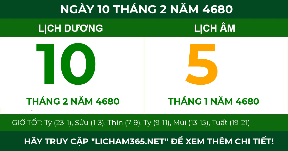 lịch âm ngày 10 tháng 2 năm 4680