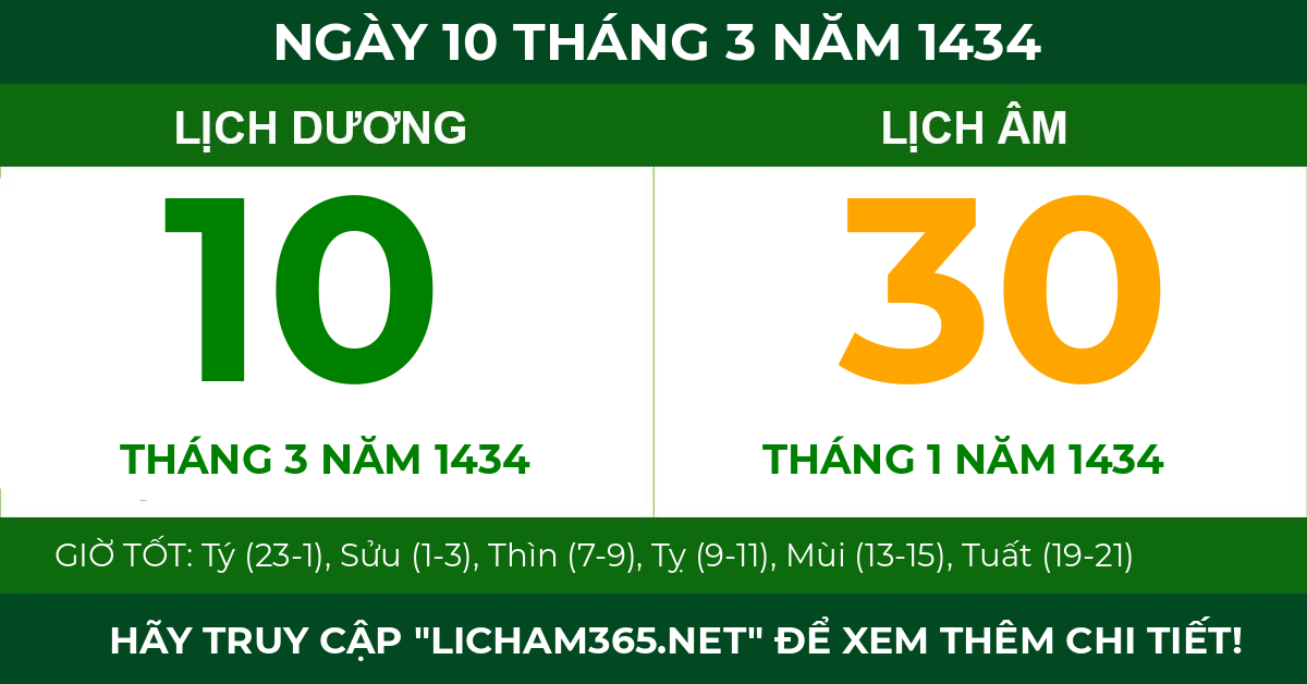 lịch âm ngày 10 tháng 3 năm 1434