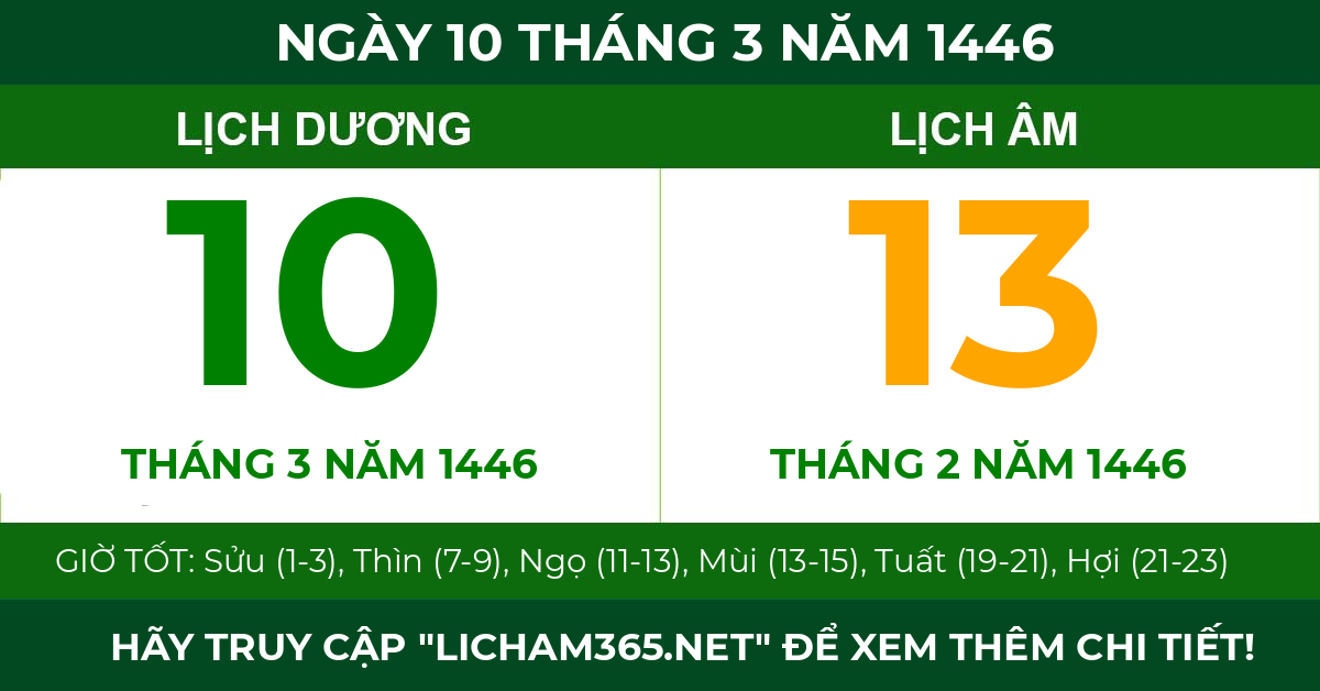 lịch âm ngày 10 tháng 3 năm 1446