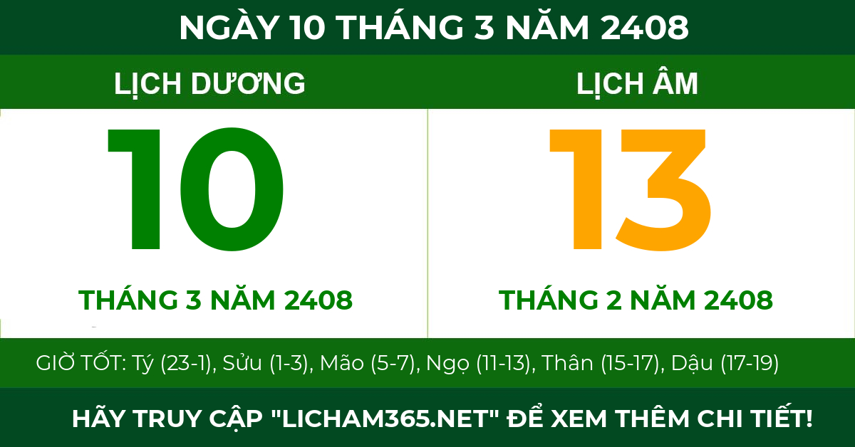 lịch âm ngày 10 tháng 3 năm 2408