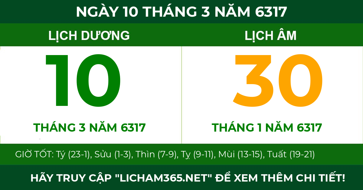 lịch âm ngày 10 tháng 3 năm 6317
