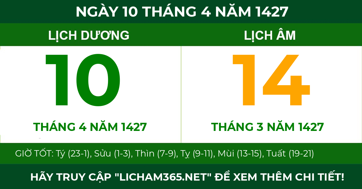lịch âm ngày 10 tháng 4 năm 1427