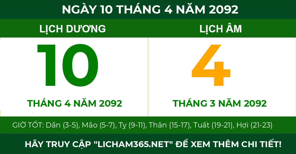 lịch âm ngày 10 tháng 4 năm 2092