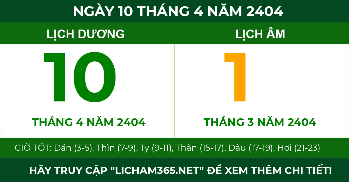 lịch âm ngày 10 tháng 4 năm 2404