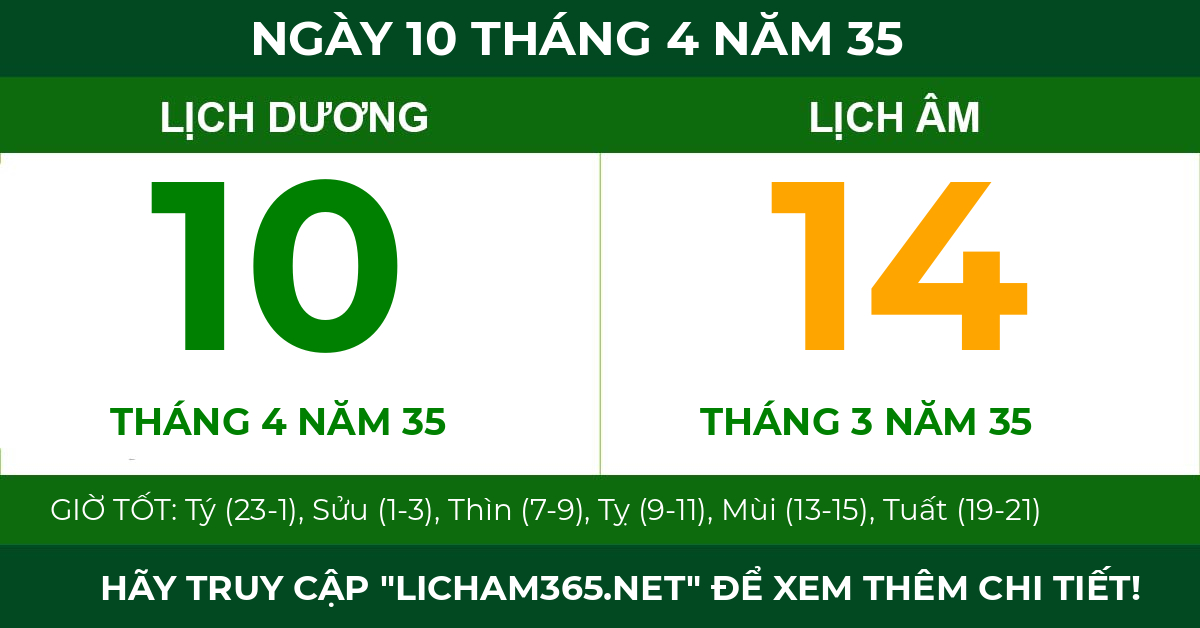 lịch âm ngày 10 tháng 4 năm 35