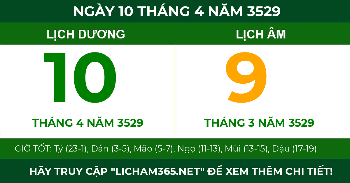 lịch âm ngày 10 tháng 4 năm 3529