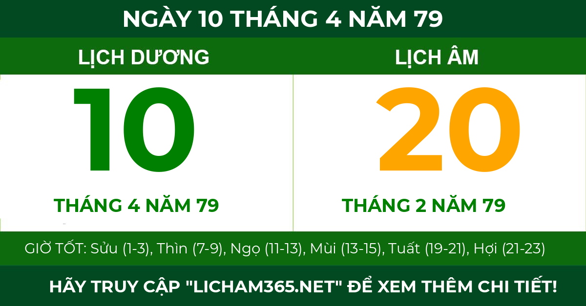 lịch âm ngày 10 tháng 4 năm 79