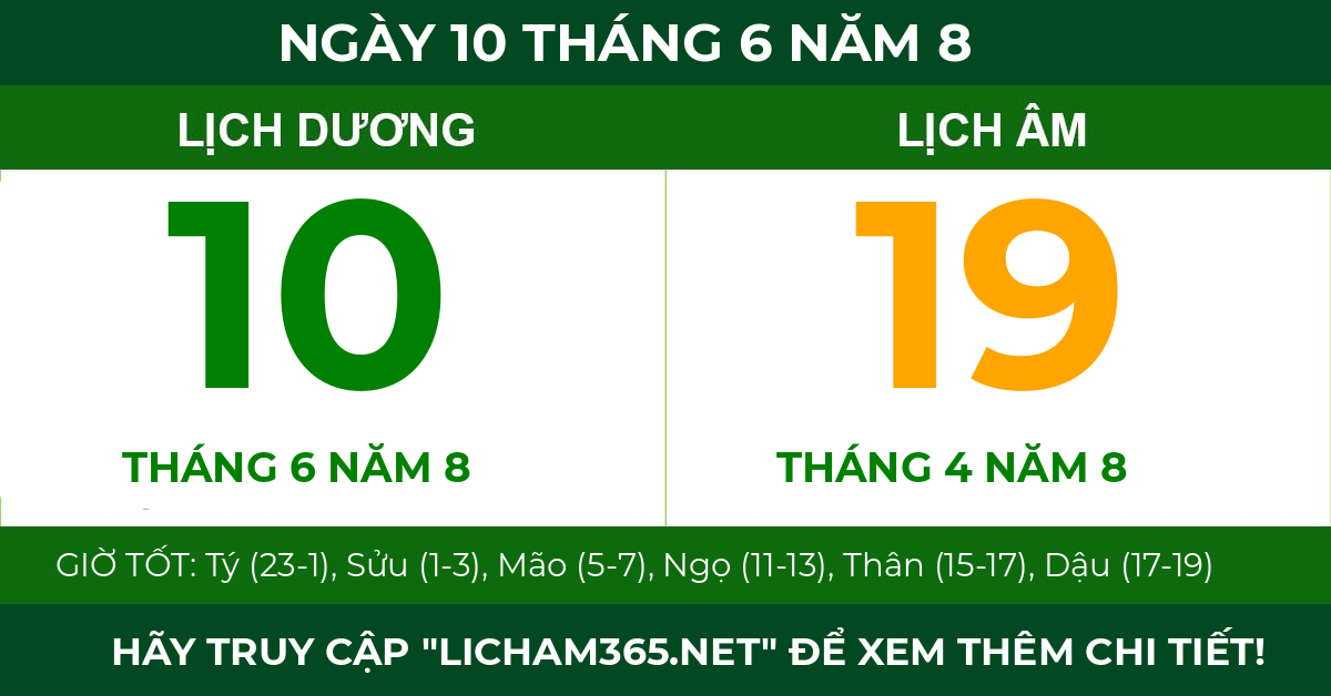lịch âm ngày 10 tháng 6 năm 8