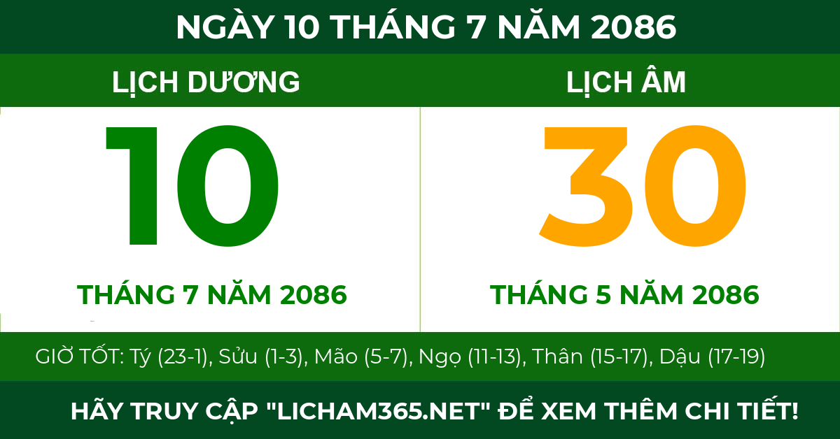 lịch âm ngày 10 tháng 7 năm 2086