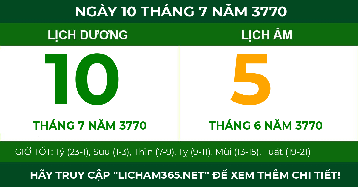 lịch âm ngày 10 tháng 7 năm 3770