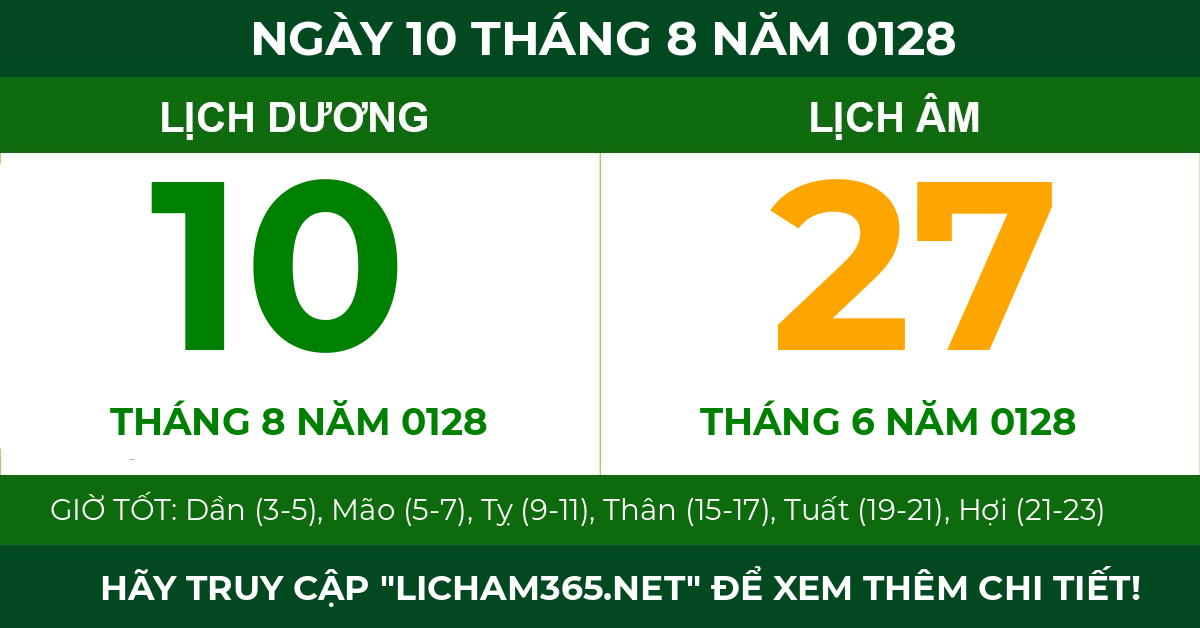 lịch âm ngày 10 tháng 8 năm 0128