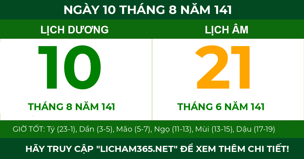 lịch âm ngày 10 tháng 8 năm 141