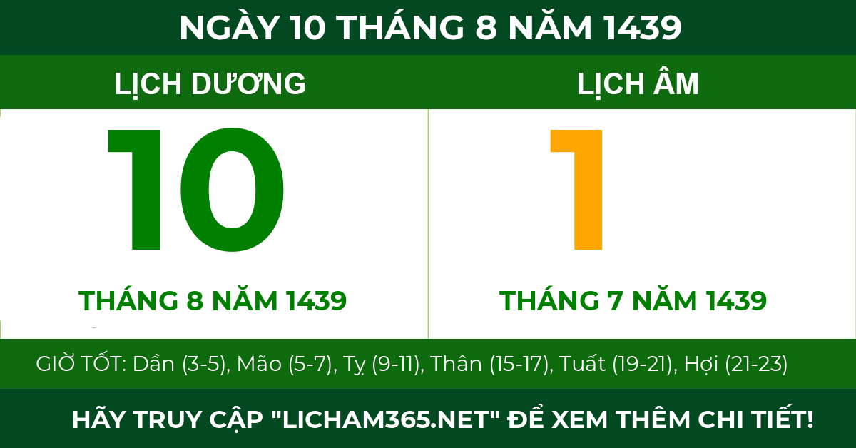 lịch âm ngày 10 tháng 8 năm 1439