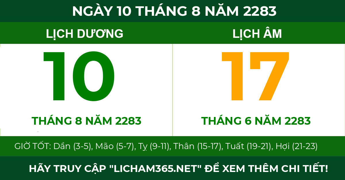 lịch âm ngày 10 tháng 8 năm 2283