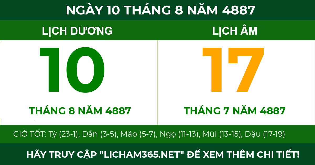lịch âm ngày 10 tháng 8 năm 4887
