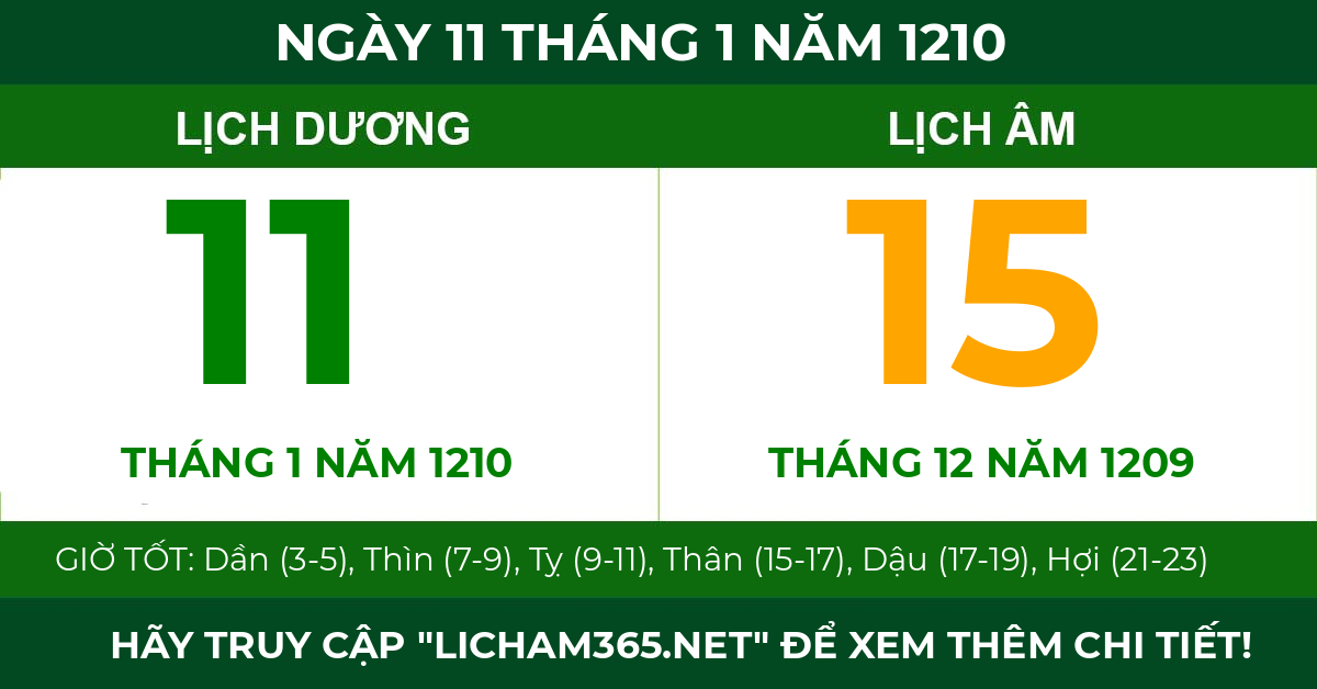 lịch âm ngày 11 tháng 1 năm 1210