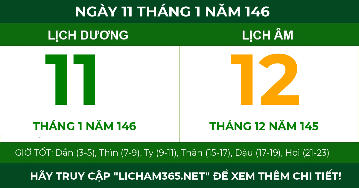 lịch âm ngày 11 tháng 1 năm 146