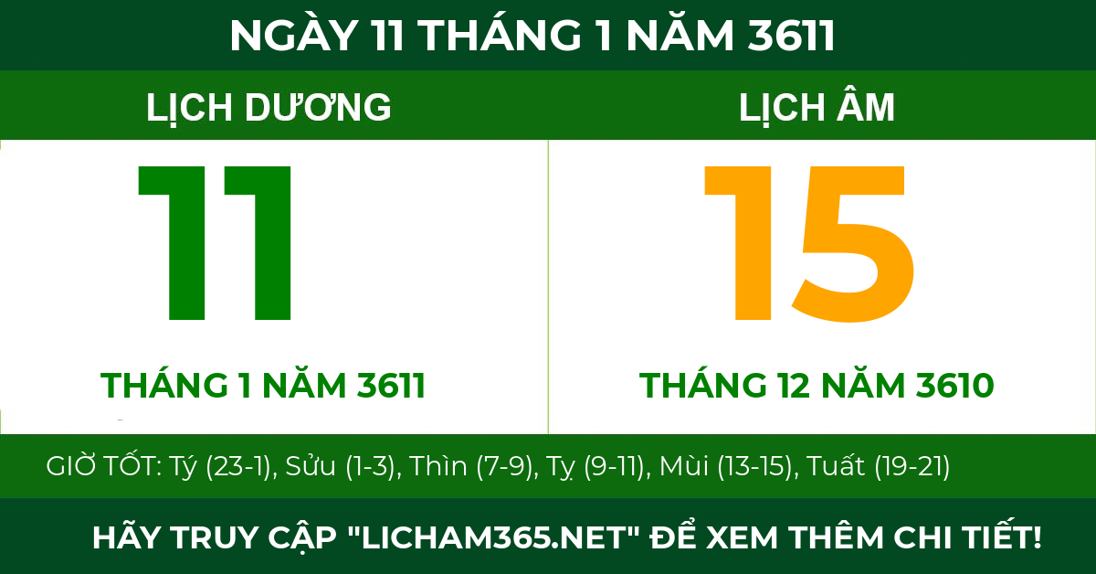 lịch âm ngày 11 tháng 1 năm 3611