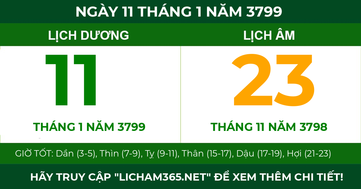 lịch âm ngày 11 tháng 1 năm 3799
