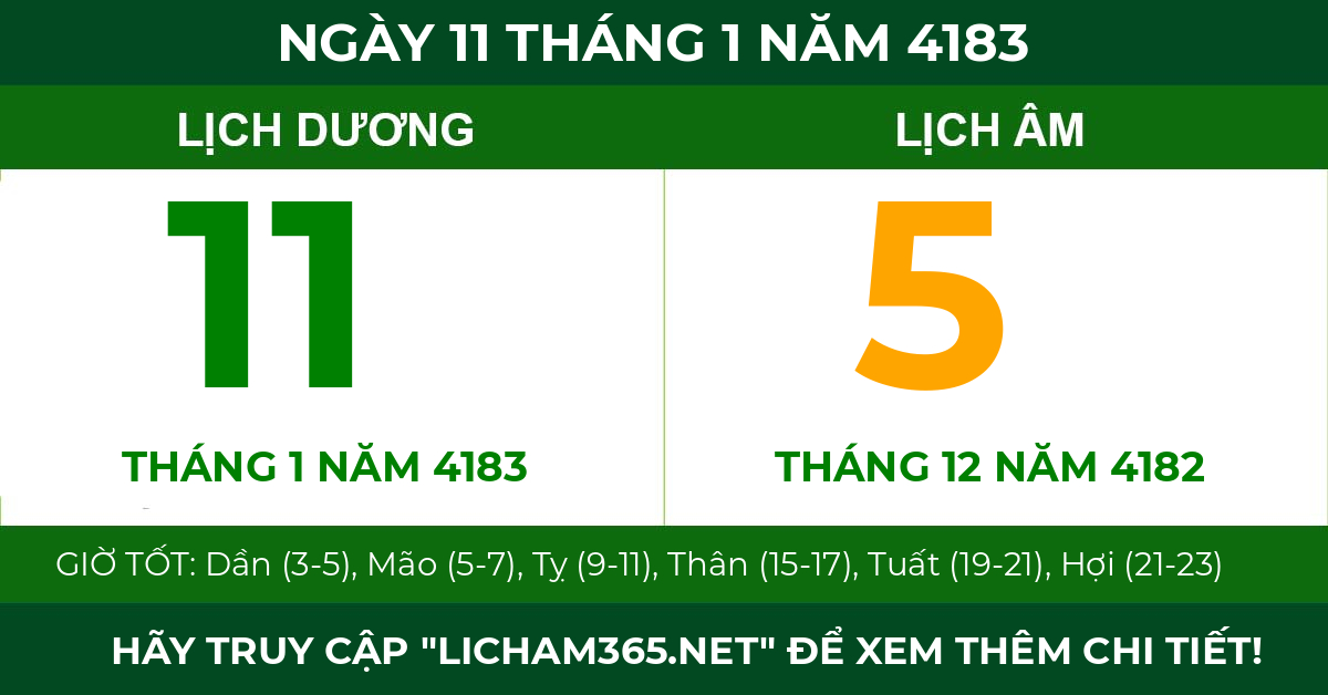 lịch âm ngày 11 tháng 1 năm 4183