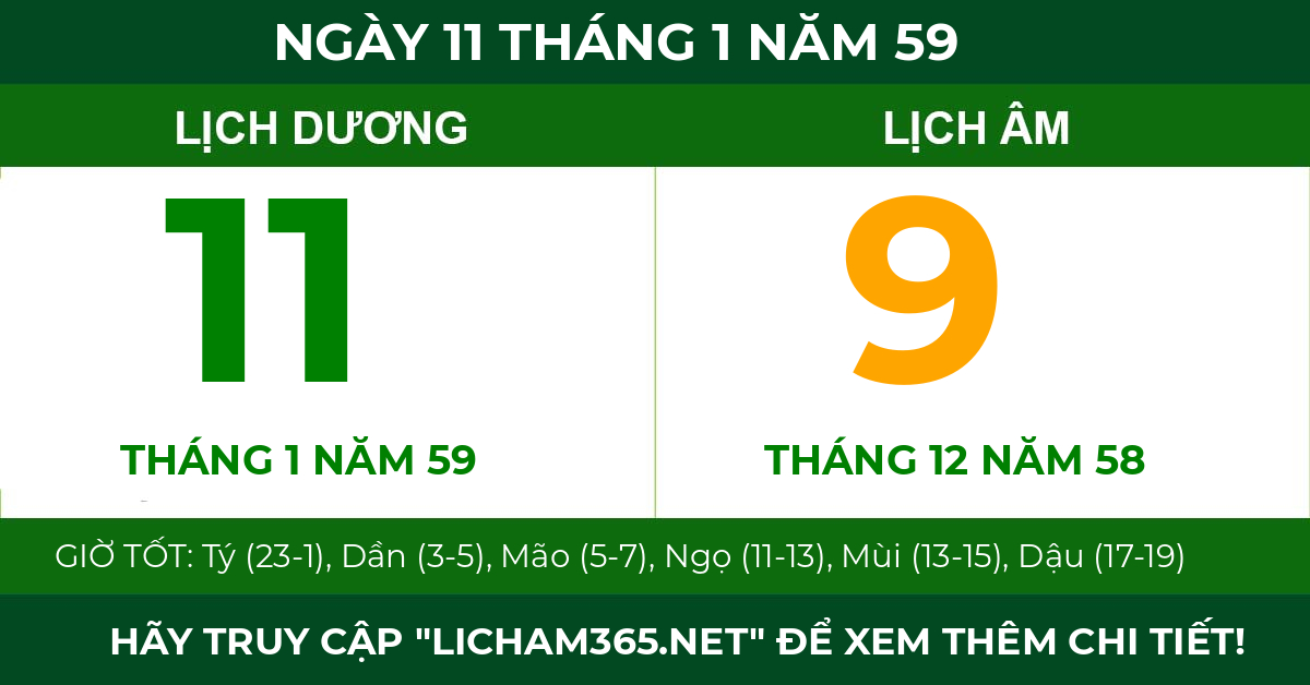 lịch âm ngày 11 tháng 1 năm 59