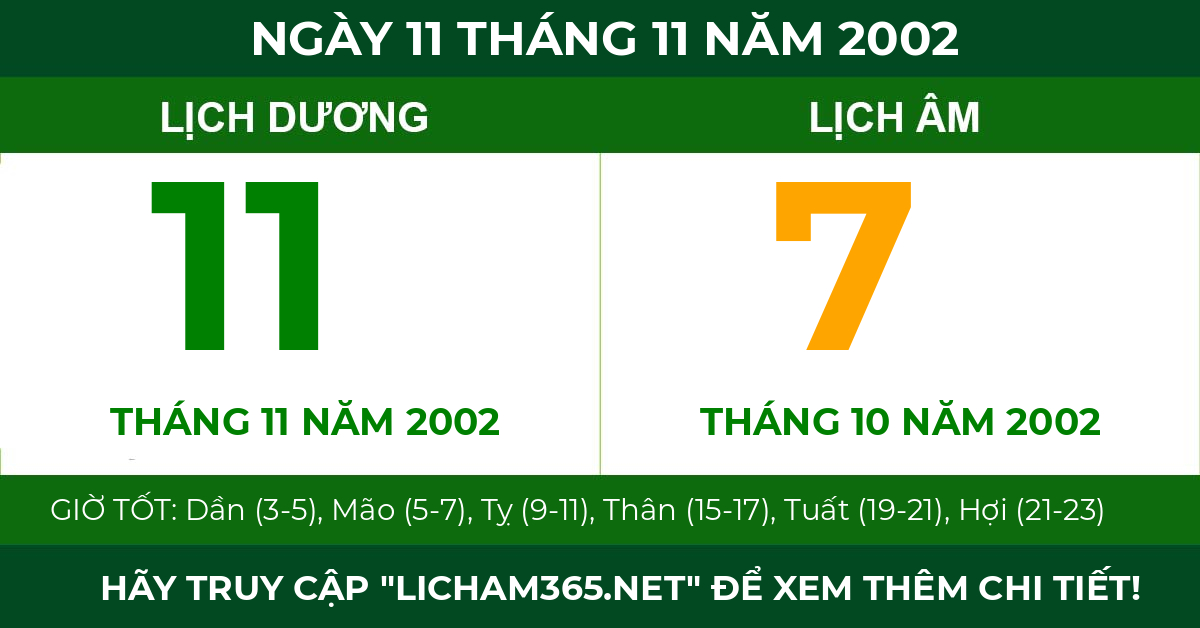 lịch âm ngày 11 tháng 11 năm 2002