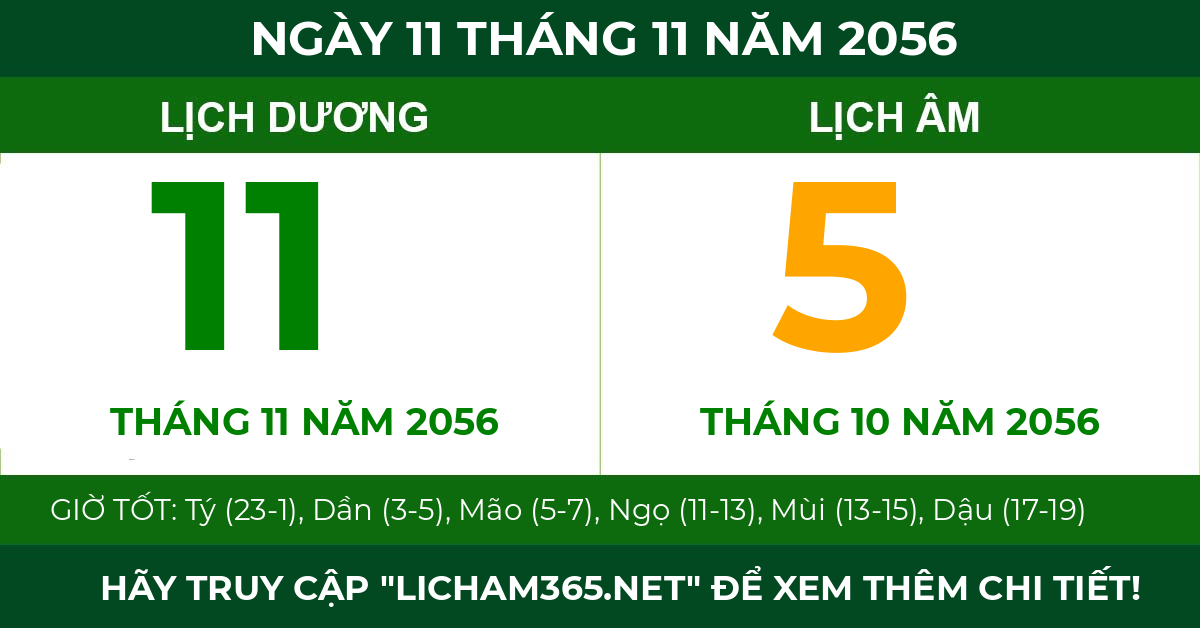 lịch âm ngày 11 tháng 11 năm 2056