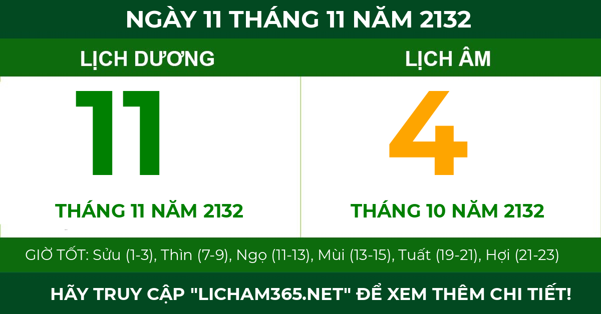 lịch âm ngày 11 tháng 11 năm 2132