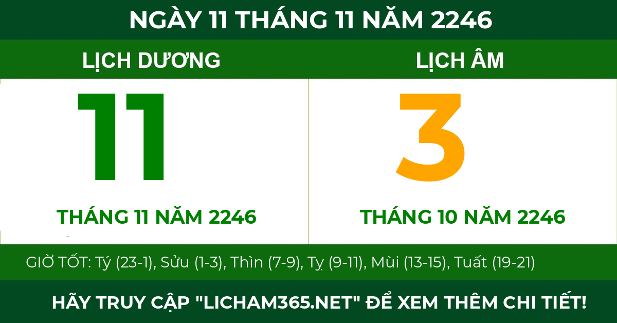 lịch âm ngày 11 tháng 11 năm 2246