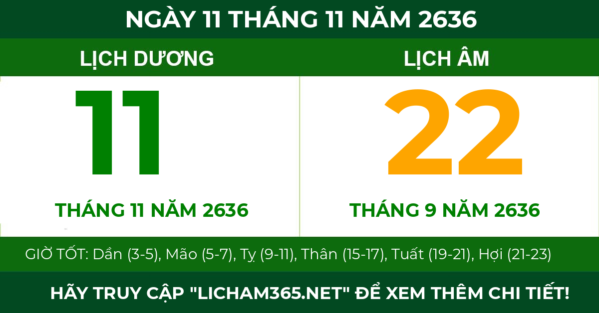 lịch âm ngày 11 tháng 11 năm 2636