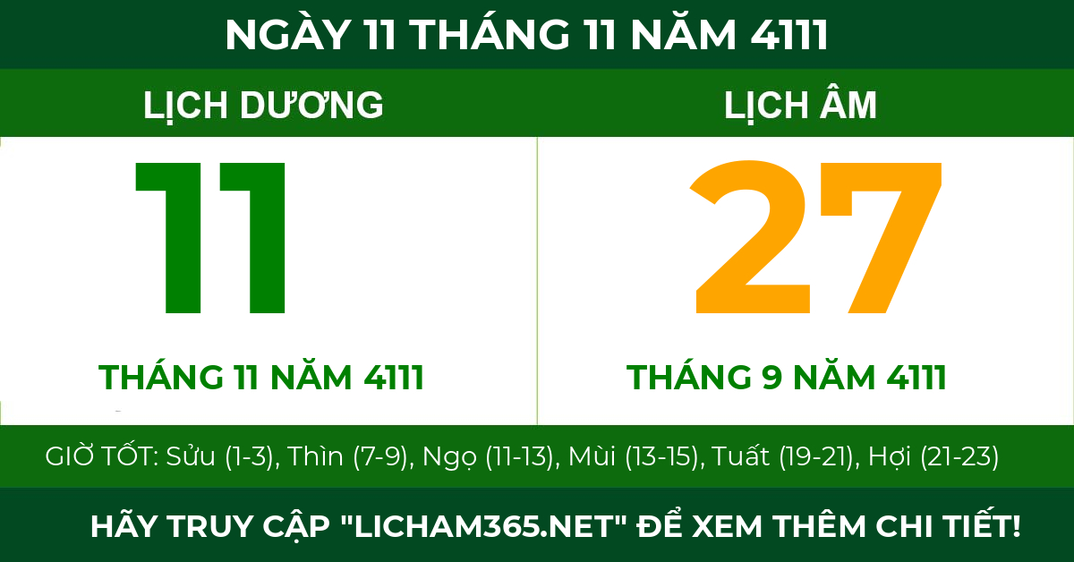 lịch âm ngày 11 tháng 11 năm 4111