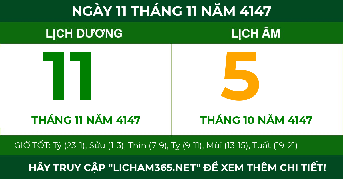 lịch âm ngày 11 tháng 11 năm 4147