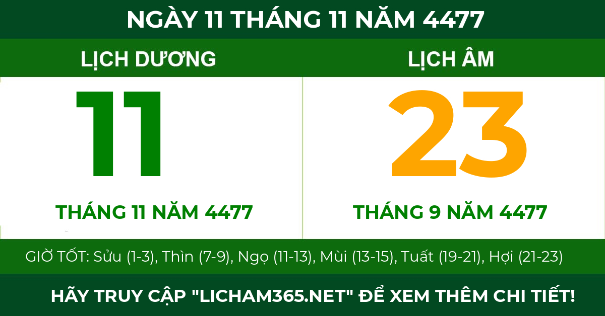 lịch âm ngày 11 tháng 11 năm 4477