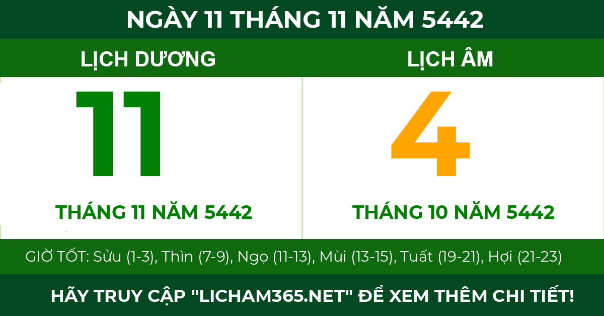 lịch âm ngày 11 tháng 11 năm 5442