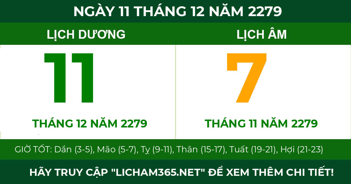 lịch âm ngày 11 tháng 12 năm 2279