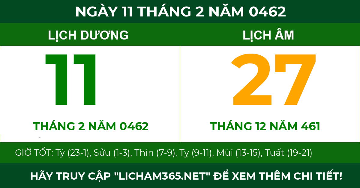 lịch âm ngày 11 tháng 2 năm 0462